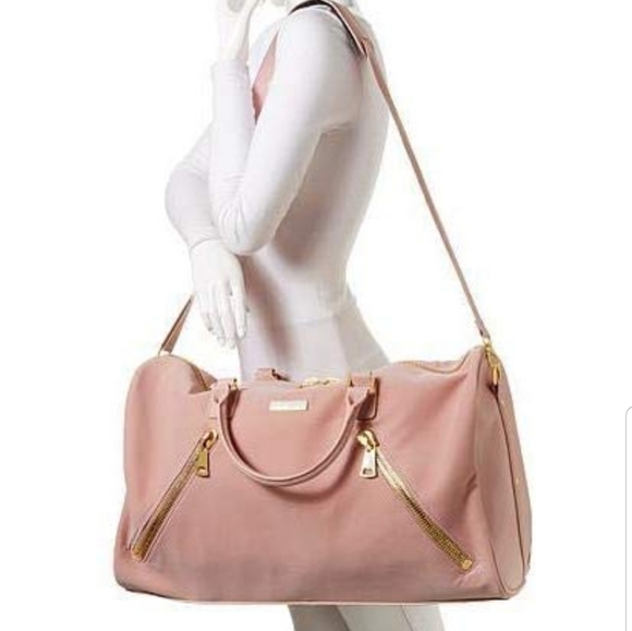 Joy and Iman Luxe Velvet and Leather duffle w/RFID - Picture 3 of 8